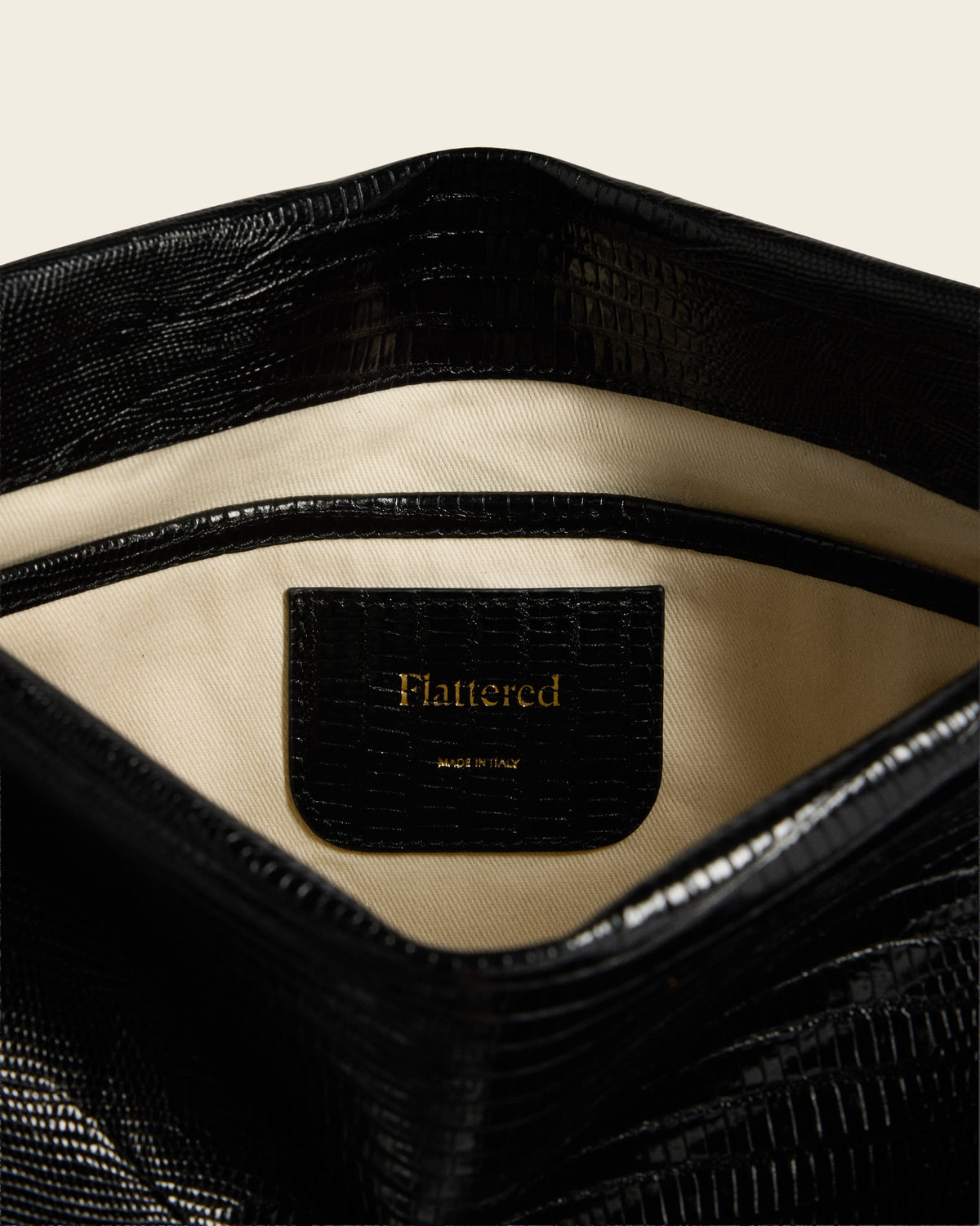 Clay Clutch Leather Black Lizzard