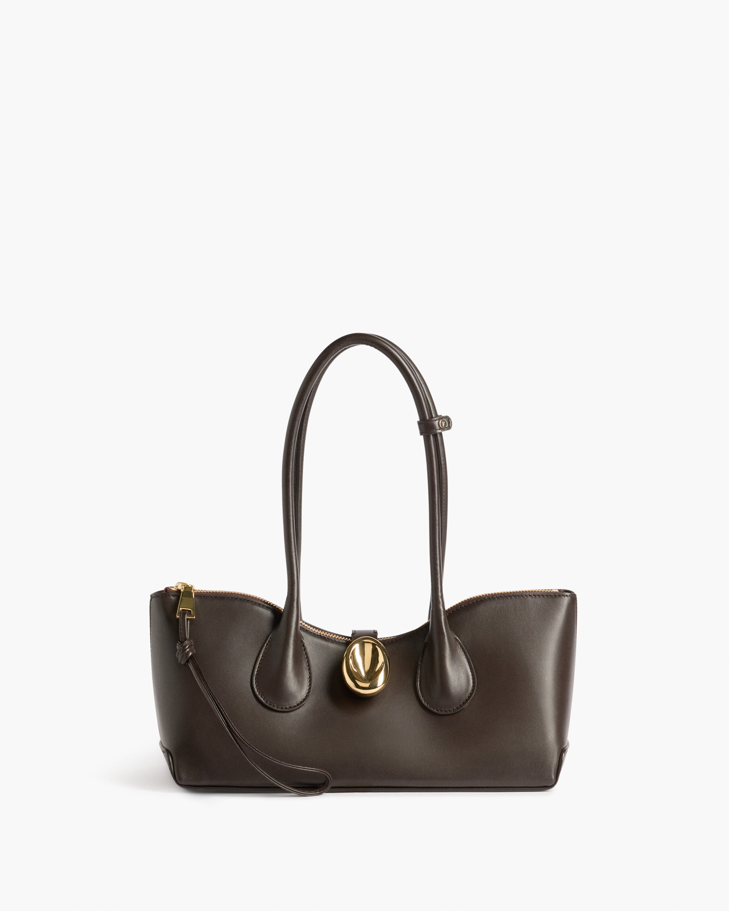 Gaia Ornament Shoulder Bag Leather Chocolate