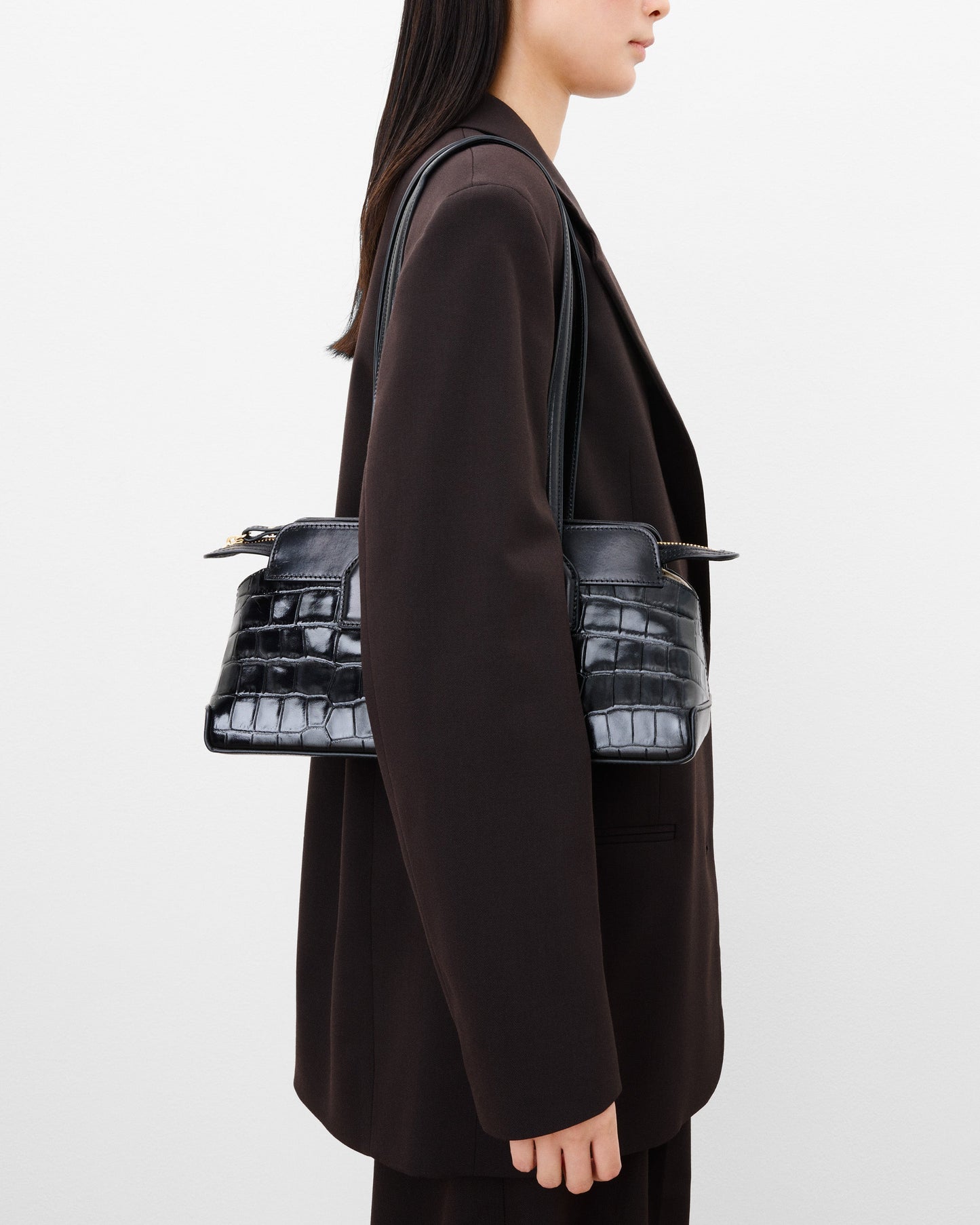 Greta Shoulder bag Leather Croco Black