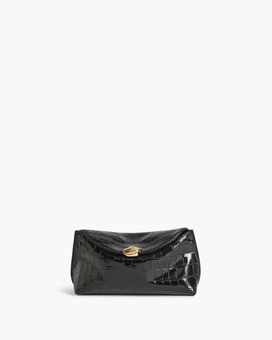 Hanna Clutch Leather Croco Black