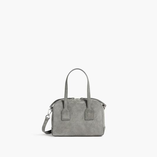 Laci Mini Bowler Bag Suede Stone Grey